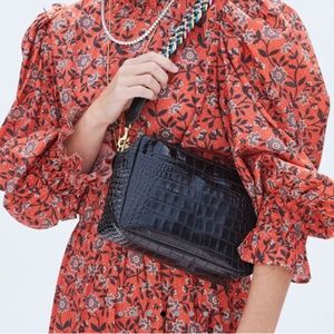 Clare V. Marisol Black Croco Bag